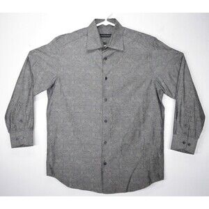 Jhane Barnes Gray Paisley Silk Dress Shirt Men's Size M Button Front